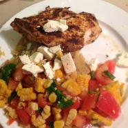 Cajun chicken with grilled corn salsa