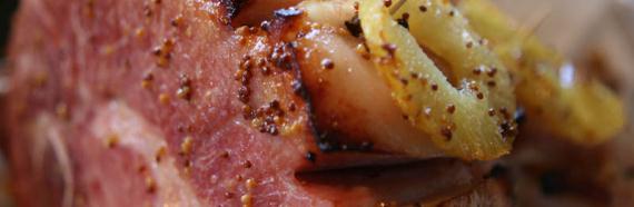 Glazed ham with wholegrain mustard