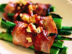 Grilled bacon wrapped green beans